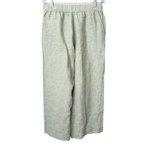 Tahari Womens Sage Green Linen Pants Pockets Stretch Waist Coastal Beachy Large